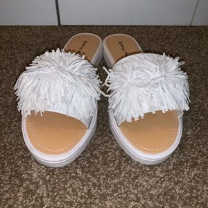 NWOT Cute White Slides